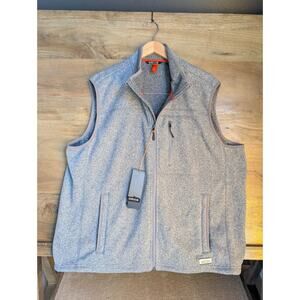 Orvis Sweater Fleece Vest Mens 2XL Light Gray Media Pocket Sleeveless Zip Up NWT